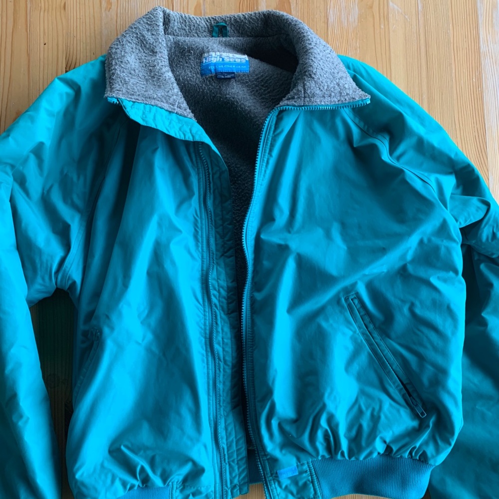 Vintage 80s/90s teal fleece-lined ski jacket